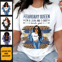 Personalized February Birthday Gift For Her Custom Birthday Gift Black Queen Customized February Birthday T-Shirt Hoodie Dreameris