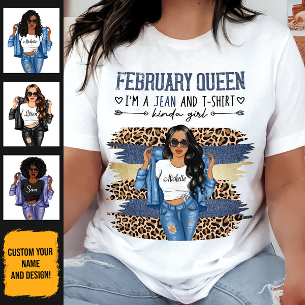 Personalized February Birthday Gift For Her Custom Birthday Gift Black Queen Customized February Birthday T-Shirt Hoodie Dreameris